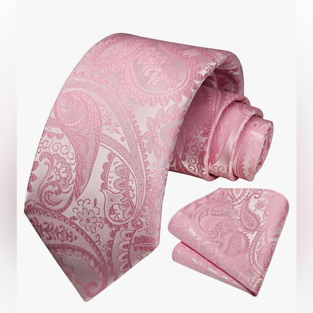 Elegant Pink Paisley Tie Set